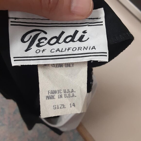 Vintage Teddi of California Black and White Sequined blouse Size 14 USA - Picture 6 of 9